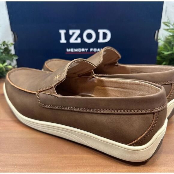 IZOD Men’s Slip On Shoes 10 Seapoint Loafers Tan Brown Memory Foam Lightweight - Picture 10 of 13